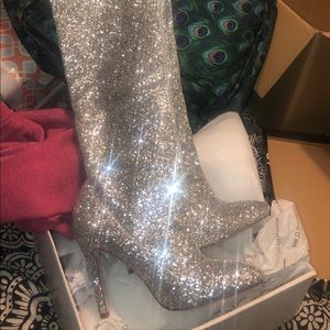 Wild Diva , silver knee high boots!